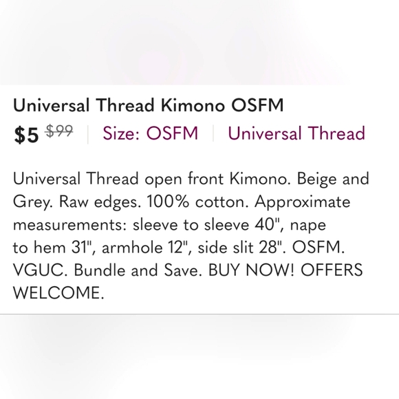 DONATED...FREE with PURCHASE Universal Thread Kimono OSFM - Picture 7 of 7